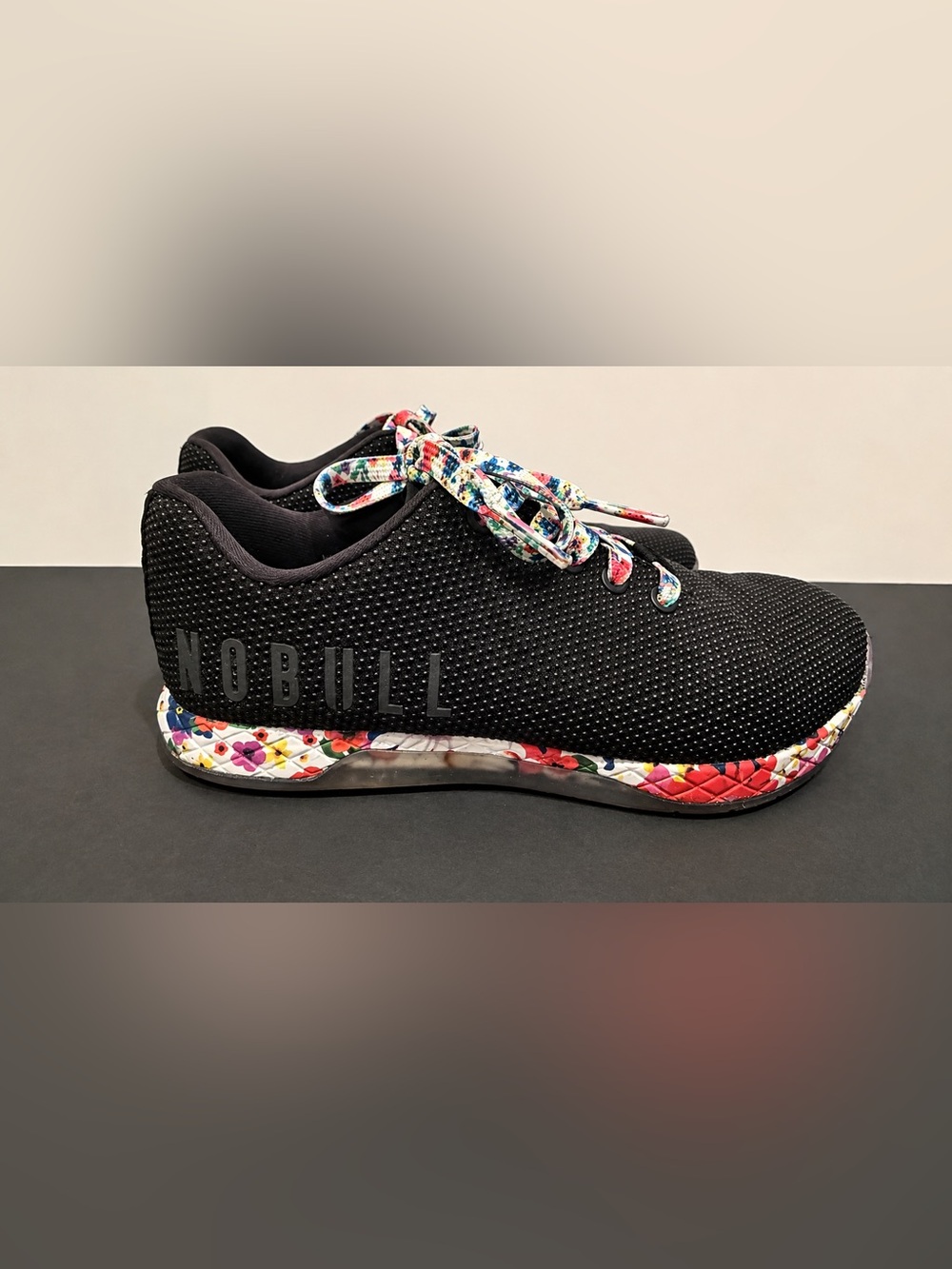 NOBULL Women’s 8.5 Black Floral CrossFit Training Sneakers Shoes - Picture 2 of 8